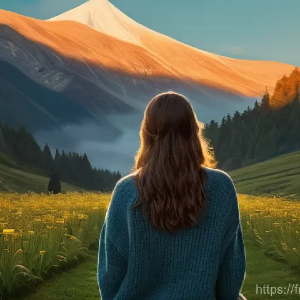 내적 갈등 해소를 위한 의사소통 훈련 - **Prompt:** A young adult, gender-neutral, stands at a crossroads in a serene, slightly mystical lan...