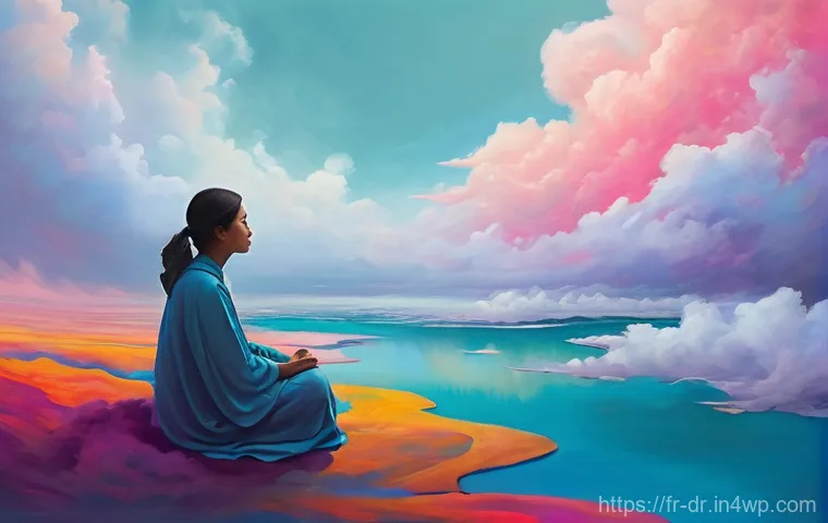 내적 충돌 화해를 위한 실질적 팁 - **Prompt:** A serene, ethereal portrait of a person in a contemplative pose, seated on a split path ...