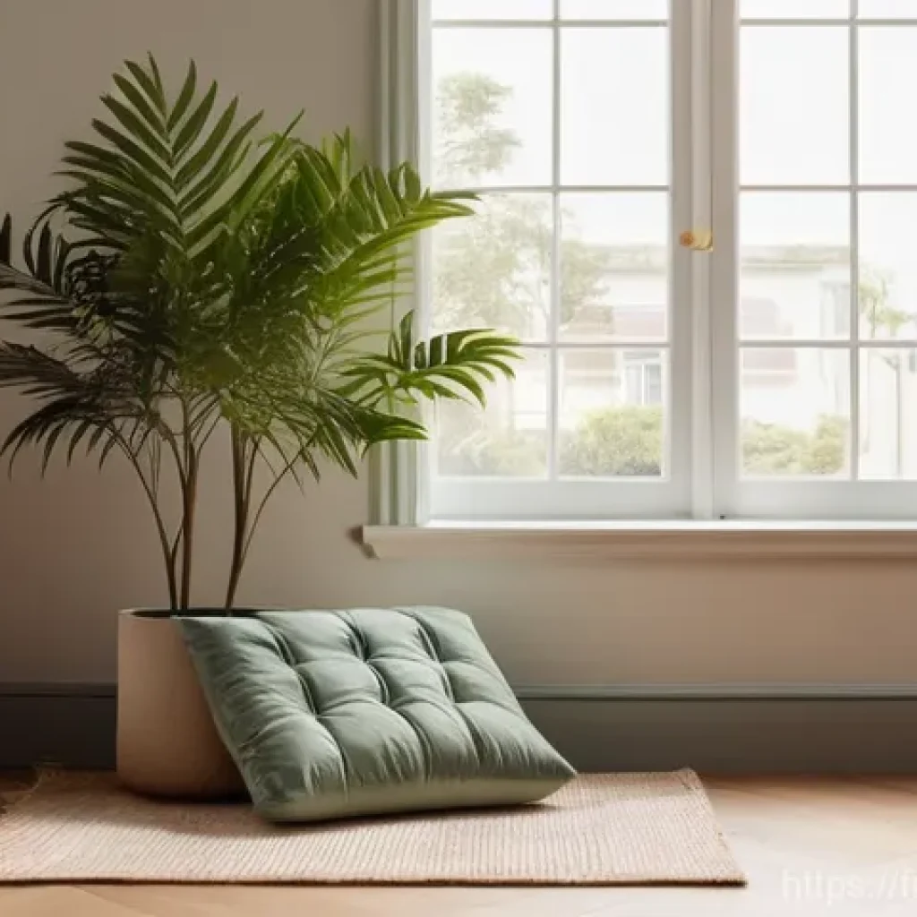 내적 충돌 화해를 위한 실행 가능한 계획 세우기 - **Prompt:** A serene young adult, gender-neutral, sits peacefully on a plush cushion on the floor of...