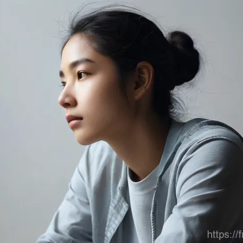내적 갈등과 스트레스 관리의 중요성 - **Prompt:** A young adult, gender-neutral, wearing comfortable, modest everyday clothes, sitting in ...